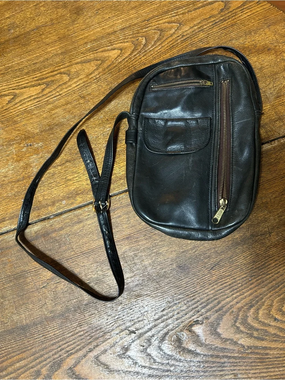 Classic Black Leather Crossbody Bag for Men